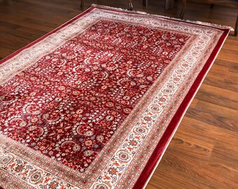 357259 Hand-Knotted Wool Rug eCarpet Gallery Area Rug for Living Room Bedroom Finest Khal Mohammadi Bordered Red Rug 4'4 x 6'6 357259 Hand-Knotted Wool Rug eCarpet Gallery Area Rug for Living Room Bedroom Finest Khal Mohammadi Bordered Red Rug 4'4 x 6'6