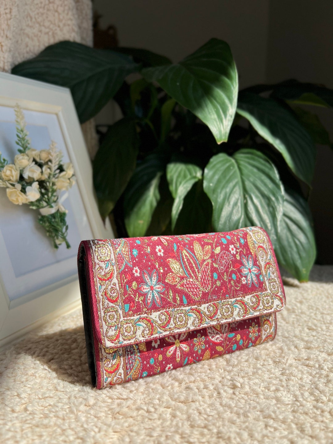 Boho Wallet, Turkish Fabric Shiny Womens Wallet, Handmade Wallet