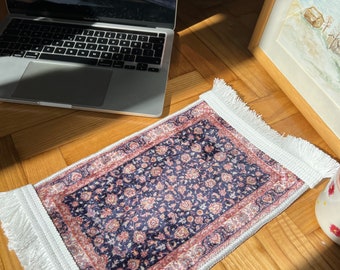 Turkish Carpet Style Mouse Pad,Miniature Rug Mouse Pad, Home Office Desk Accessories,  Gift for Coworker, Teacher Gift,  Dollhouse Miniature