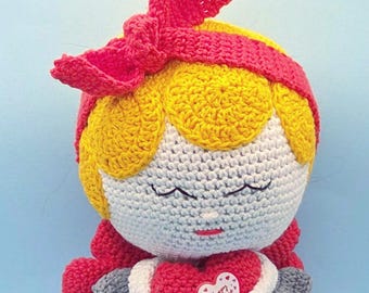 Gehäkelter Valentinstagsengel Valentina Amigurumi aus Baumwolle | Geschenk | 30 cm