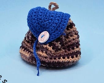 Mini zaino all'uncinetto "D" in cotone, regalo e decorazione fatti a mano, circa 8 cm • Personalizzato con le lettere D