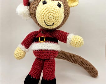 Affe Aaron (20 cm) gehäkeltes Amigurumi aus Baumwolle, handgemachtes Geschenk, Affenfigur, Deko, Geschenkidee
