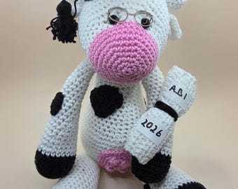 Kuh Kamilla (29 cm) gehäkeltes Amigurumi aus Baumwolle, handgemachtes Geschenk, Kuhfigur, Dekoration, Geschenkidee, Dekoartikel