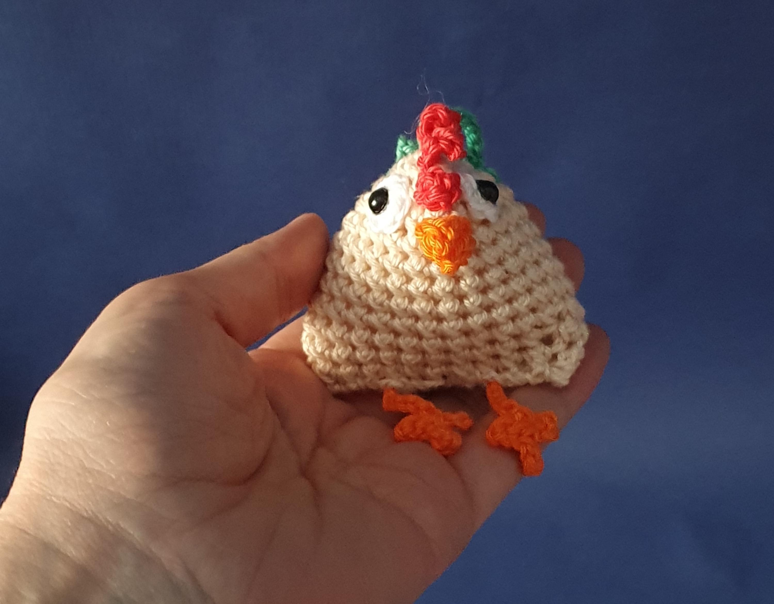 Handmade crochet chicken - a charming eye-catcher.