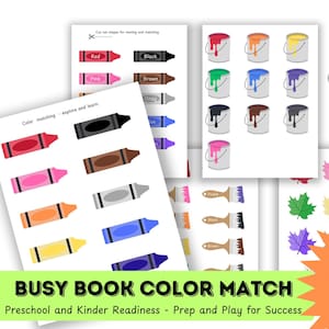 Color Matching Game, Busy Book Printable Educational Activity Homeschool Worksheet, Busy Binder for Toddler, Quiet Book, Invitation to Play