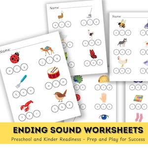 Ending Sound Worksheets | Phonics CVC Amplify Phonemic Awareness | DIEBELS Pre-reading Kindergarten Phonological Awareness Worksheets