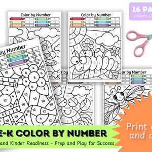 Scheda di lavoro stampabile per principianti da colorare in base ai numeri, attività educative per la scuola materna, asilo, istruzione parentale, 1-10, divertimento motorio fine, apprendimento