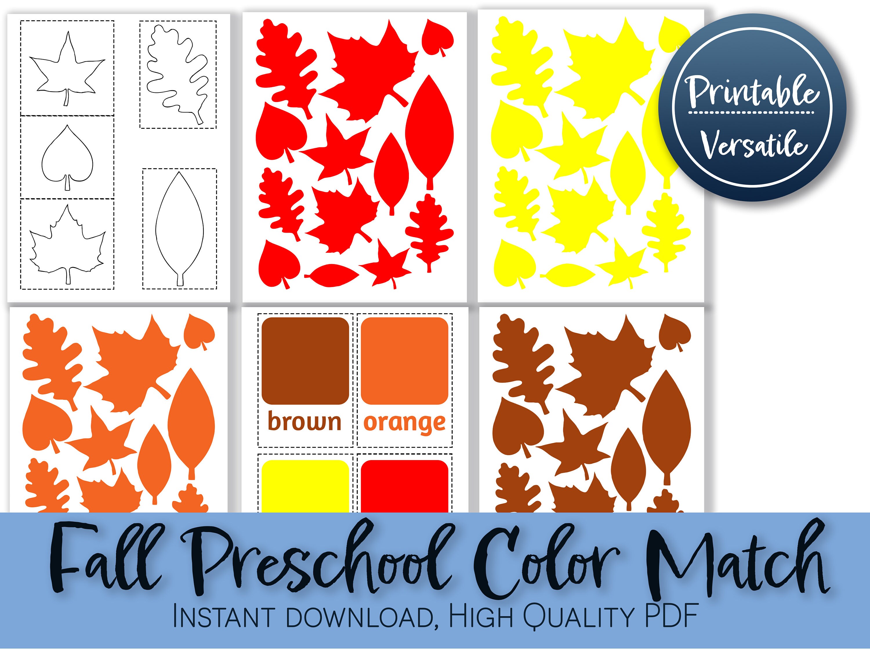 Fall Leaf Matching Activity | Montessori Cards Fall Theme Preschool ...