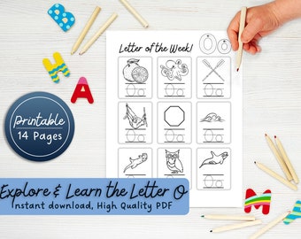 Letter of the Week O - Alphabet Learning, Preschool Worksheets, Printable Activity, Homeschool Kindergarten, Pre-K Literacy, Trace and Craft