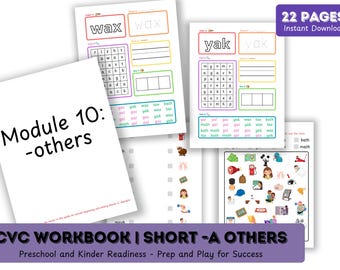 CVC Workbook| Homeschool Resources, Phonics Activity Sight Words, Kindergarten Learn to Read, Short A sounds, CVC words, Phase One Flashcard