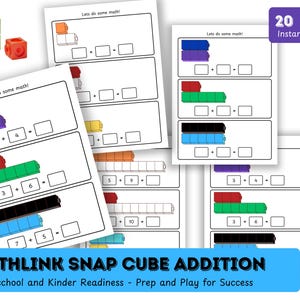 Addition avec 37 cartes, centres de mathématiques, activité de comptage Préscolaire, maternelle, école à la maison Éducation imprimable Mathlink Unifix