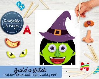 Construir una bruja / Cortar y pegar Actividad de otoño Práctica de corte Libro ocupado para niños pequeños Proyecto de Halloween Otoño Hogar Escuela Habilidad motora fina
