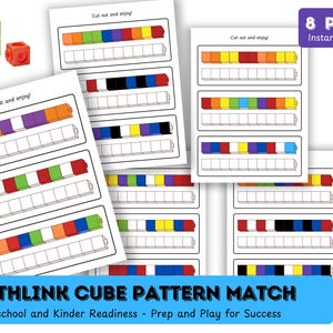 Modèles avec cubes emboîtables, cartes de reproduction de motifs, cubes à compter ou à relier, reconnaissance des couleurs, mathématiques dans une école maternelle, éducation à imprimer