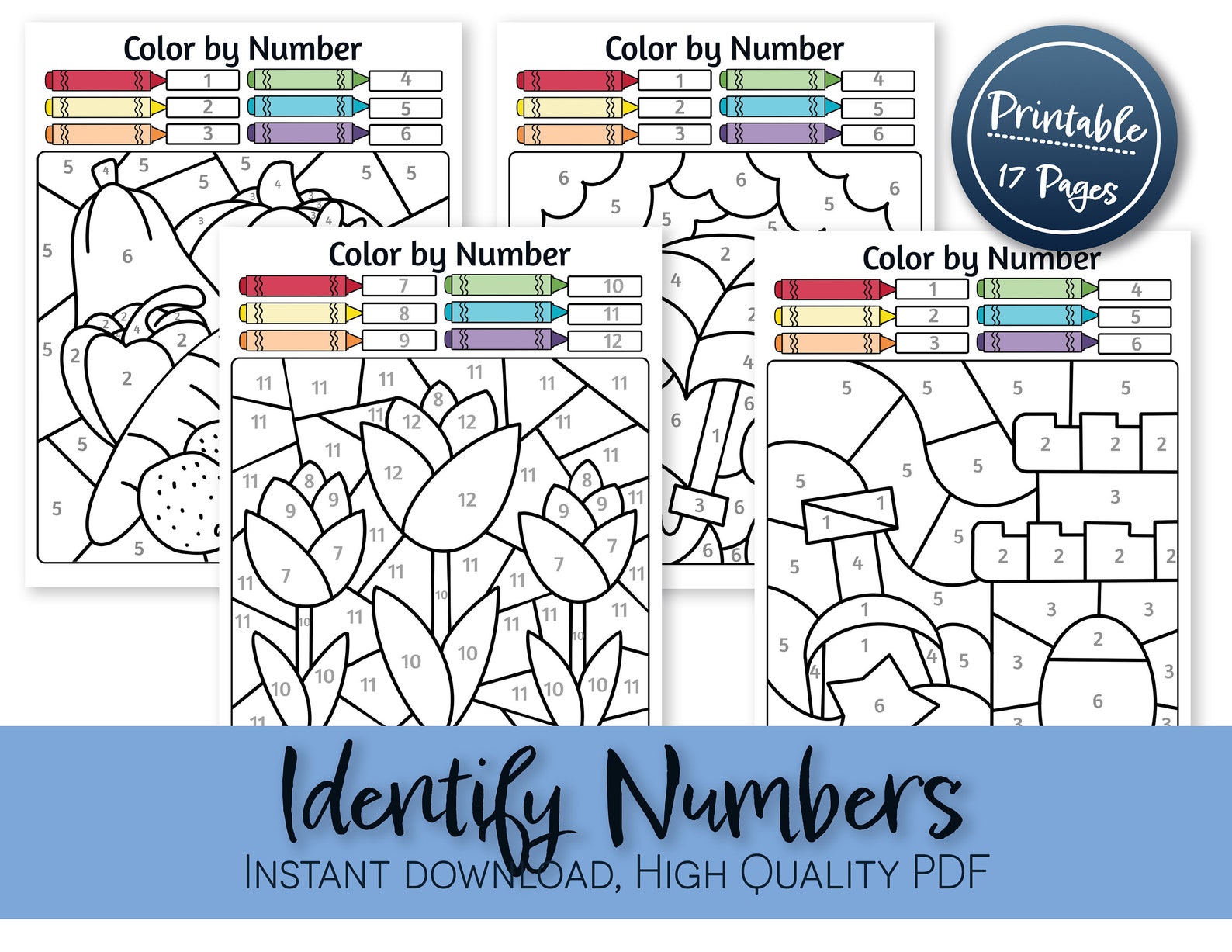 Pre-k Color by Number Printable Worksheet Educational - Etsy