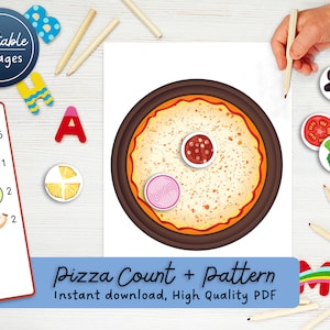 Pizza Recipe Pretend Play | Pre-School Activity Counting Game Match Pattern Busy Book Homeschool Scissor Practice Counting Number Fine Motor