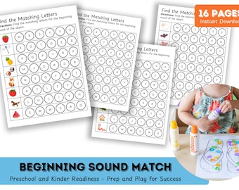 Beginning Sound Worksheets Uppercase | Phonics CVC Amplify Phonemic Awareness | DIEBELS Prereading Kindergarten Phonological Awareness Work