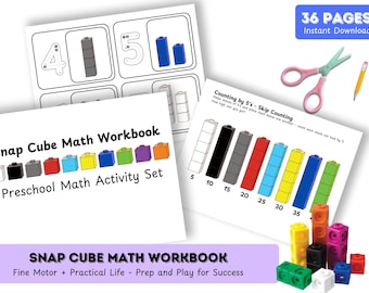 Alfombrillas de aprendizaje Snap Cube, actividad central de matemáticas para contar del 1 al 20 - Matemáticas de jardín de infantes - Matemáticas preescolares Juegos de suma, combinación de colores y patrones Mathlink