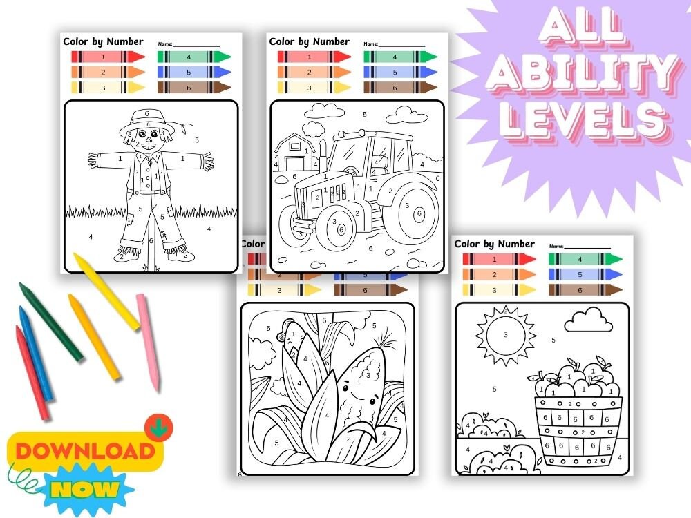 Pre-k Color by Number Printable Worksheet, Educational Activity ...