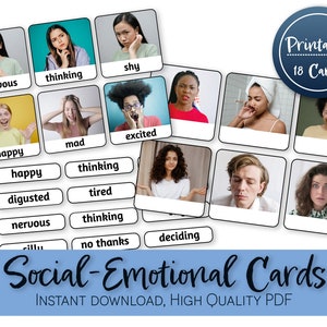 Emotion Karten | Social Emotional Home School 3 Teil Nomenclature Montessori Sanfte Eltern Mindfulness Kleinkind Aktivität Passende Vorschule