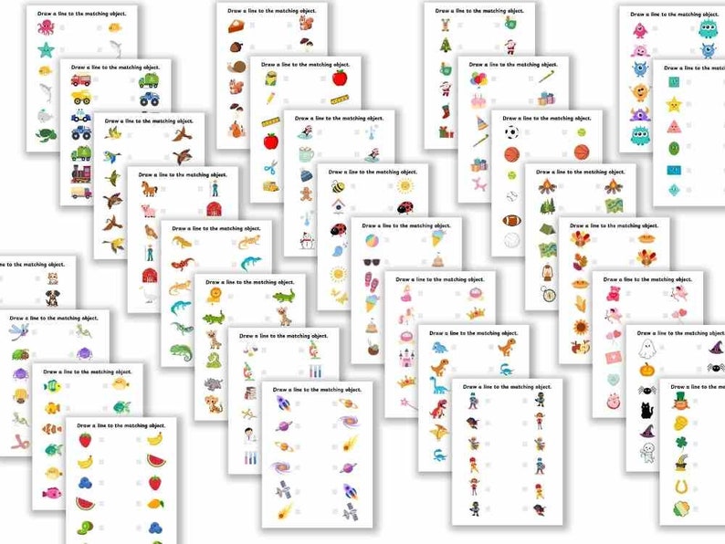 Matching Worksheets | Match the Picture, Kindergarten Preschool ...