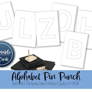 Montessori Alfabeto Letra Pin Punch Actividad / Motor fino Preescolar Niño Preescritura Concentración Educación en casa ABC's Formas Fuerza de la mano