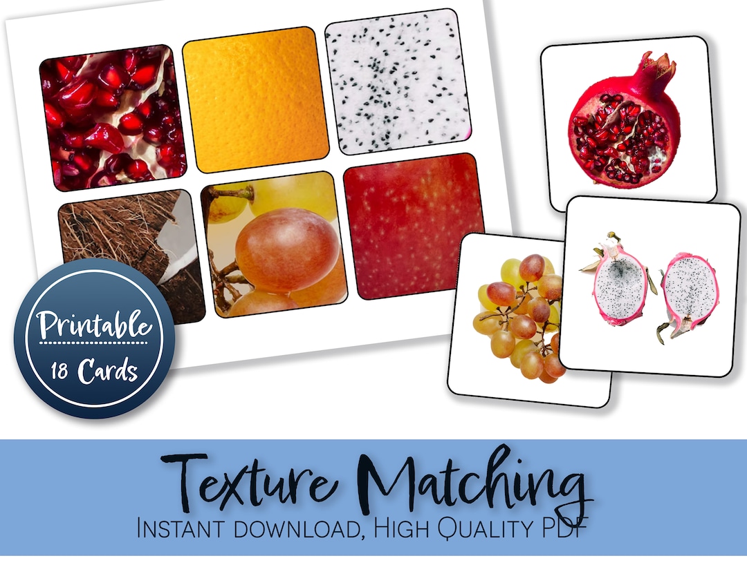 Texture Matching Activity | Montessori Cards Fruit Theme Preschool ...