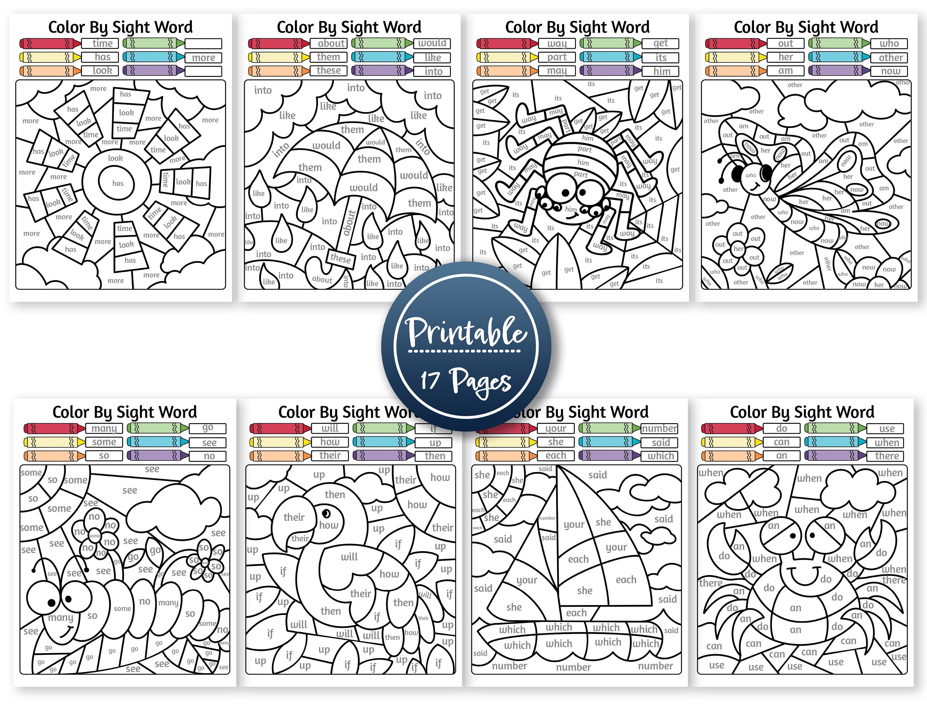 Pre-k Sight Words Printable Worksheets, Fry's 100, Educational ...