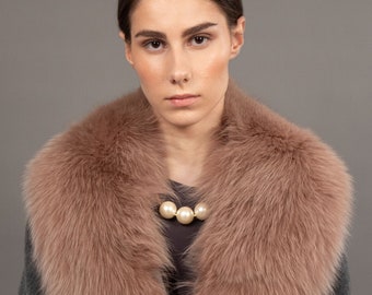 Pink Fur Collar Detachable Fluffy Warm Accessory Luxe Anniversary Gift Plush Texture Stylish Neckwarmer