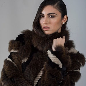 Silky Fox Fur Jacket: Women's Brown Winter Coat