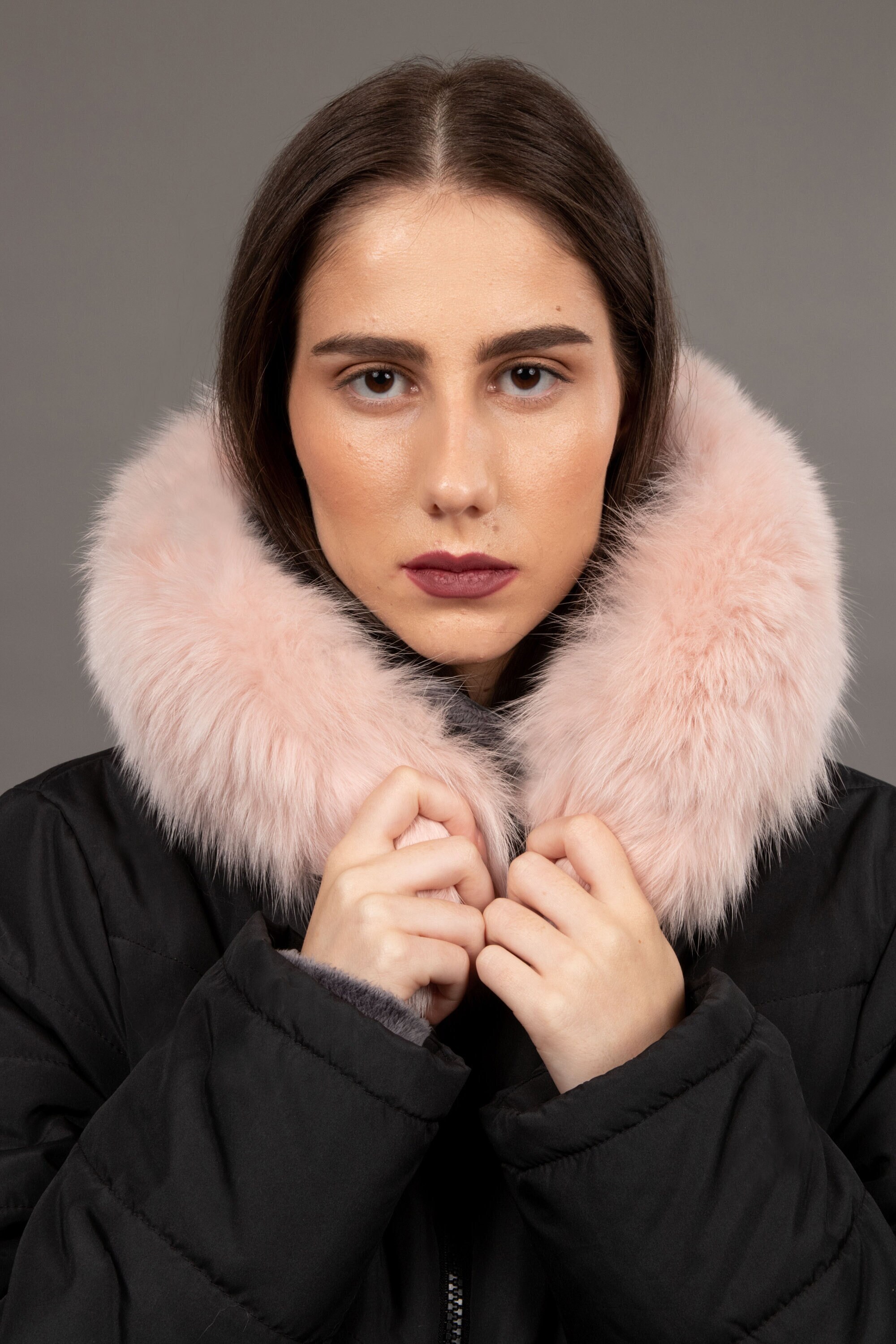 Pink Fur Ruff Fluffy Detachable Hood Trim Adds Glamorous Style and ...