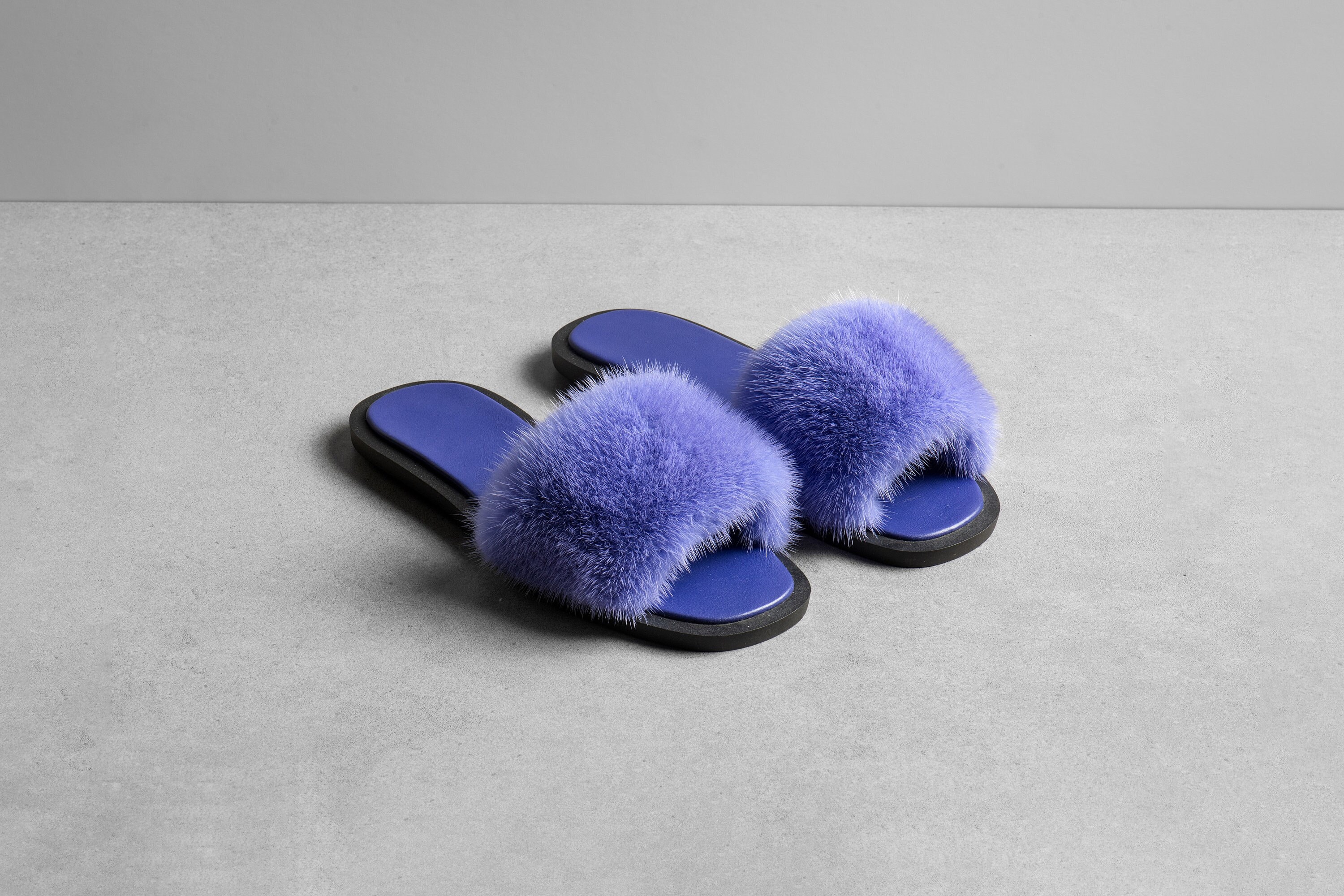 chanel fur slides