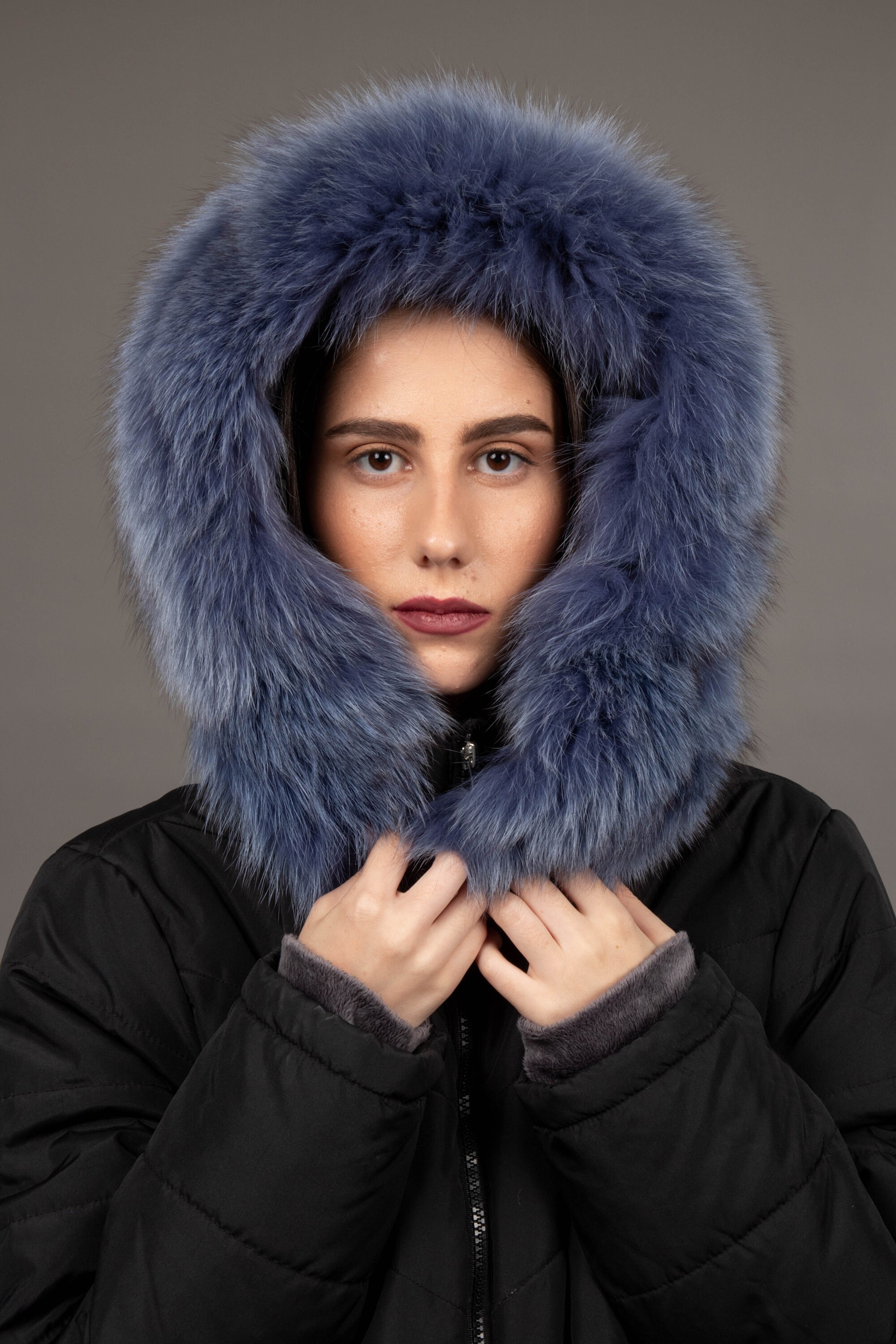 Blue Fox Fur Hood Trim: Detachable Denim-toned Ruff - Etsy