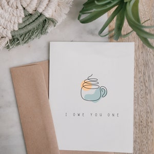 Je vous dois un café, carte de remerciement, modèle de canva, carte de bricolage, carte de remerciement personnalisée, idées de cadeaux de remerciement pour les collègues, personnalisable