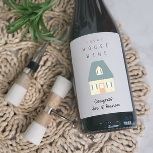 Nieuw huis wijnlabel, gepersonaliseerd housewarming cadeau, wijnetiketten, cadeau-ideeën voor nieuwe huiseigenaren, uniek housewarming-cadeau voor koppels