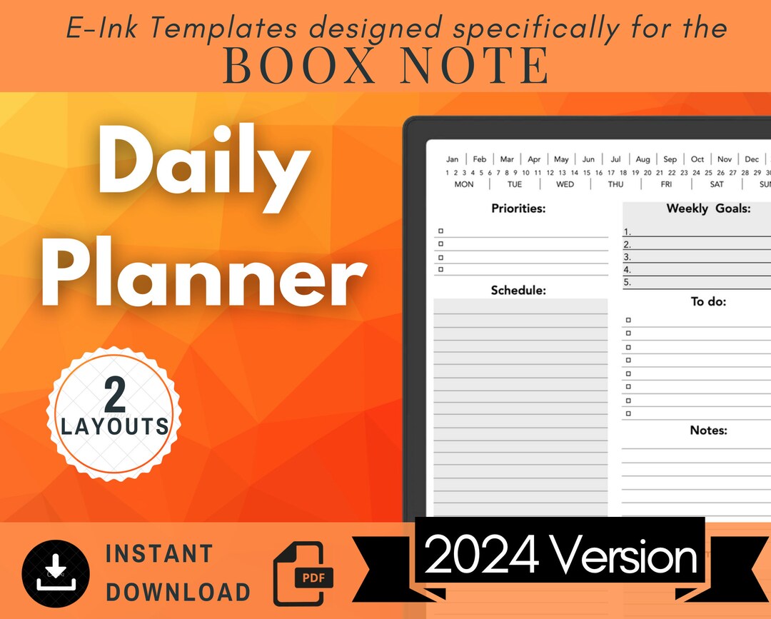 Think Ink Planner 2024 Boox Note Template Daily Planner EINK Template E Ink Planner ...
