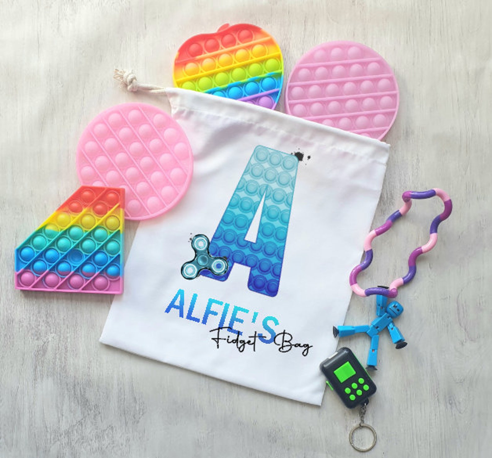 Personalised Pop It Fidget Storage bags Sensory Toy Bag Etsy