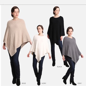 P/S Its Back! Women's Solid Color Luxury Soft Poncho w/ ribbed edges·Wrap·Shawl·Ponchos·Cape·Blanket·Sweater·Cardigan·Ruana·ComfyLuxe