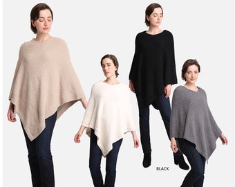 P/S Its Back! Women's Solid Color Luxury Soft Poncho w/ ribbed edges·Wrap·Shawl·Ponchos·Cape·Blanket·Sweater·Cardigan·Ruana·ComfyLuxe