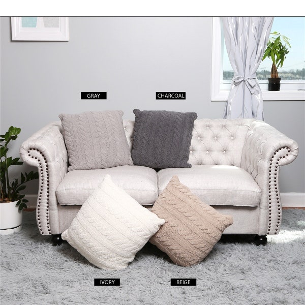 P/S New! Solid Cable Knit Patterned Cushion Cover! Luxury Soft Couch Pillow Cover··Cozy·Fits 18x18 & 20x20·ComfyLuxe