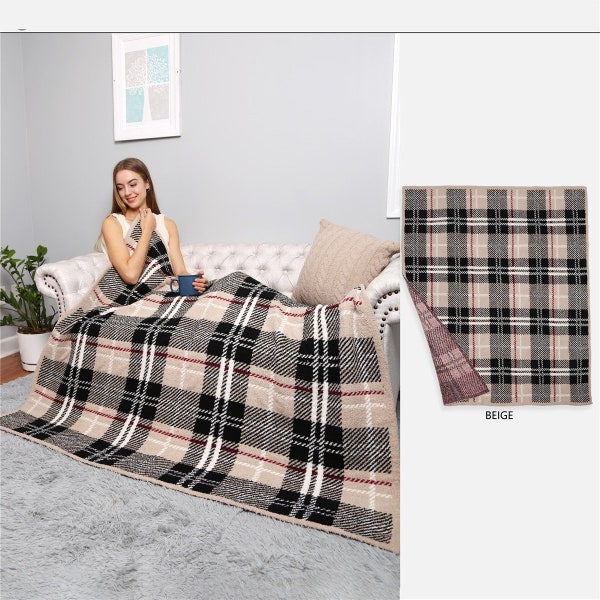 P/S Plaid Pattern Luxury Soft Throw Blanket·50x60·Super Soft Throw·Cozy Blanket·Luxury Blanket·ComfyLuxe
