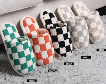 P/S New! Colorful Checker Slippers·Home Slippers·Cozy Slippers·Slippers for Women·Soft Slippers·ComfyLuxe