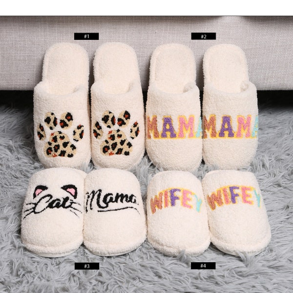 P/S Mama·Wifey·Cat mom·Dog paw Slippers·Women slippers·Winter slipppers·Home slippers·Cozy·Comfy·Soft·Fuzzy·ComfyLuxe