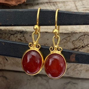Sultan Carnelian Quartz Earrings, Carnelian Sterling Silver Earrings, Earring Dangles, Gift For Her, Gemstone Earrings, Genuine Carnelian