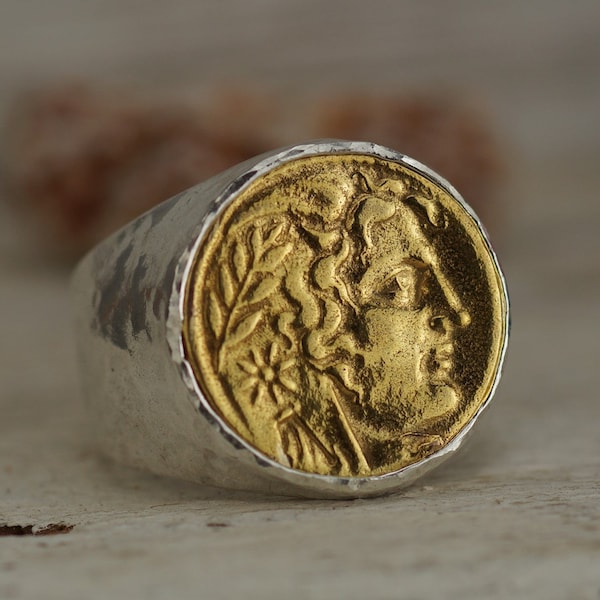 Sultan Men's Alexander Coin Ring , 925 k Sterling Silver , Ancient Greek Coin Ring , Signet Ring Mothers Day , Gifts for Boyfriend , Gift