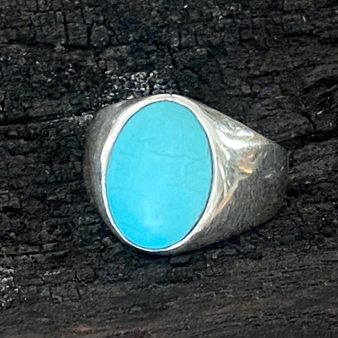 Sultan Flat Cut Turquoise Mens Ring, 925 Sterling Silver Ring, Men ...