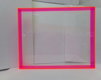 Caja de sombras acrílica de neón rosa