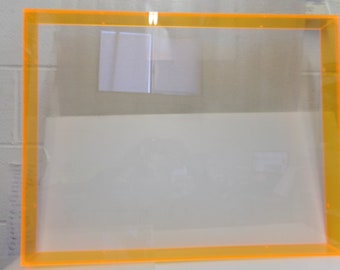 Caja de sombras acrílica de neón naranja
