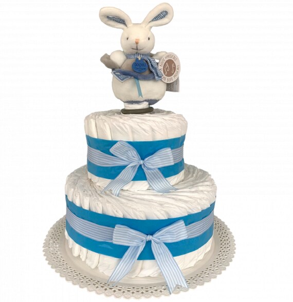 Gâteau De Couches Avec Chaussettes Beiges - Cadeau Naissance Original Moltex BioBaby
