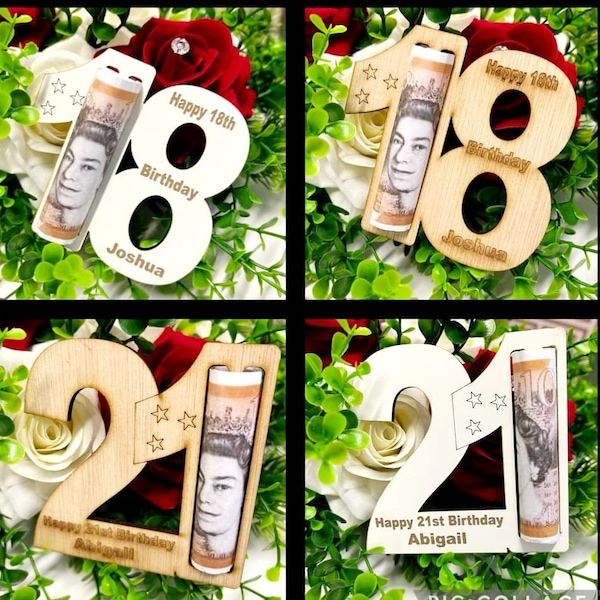 Personalised money holder, personalised birthday money holder, 16th 18th 21st Money holder, Money birthday Gift