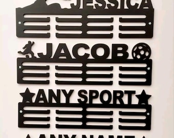 Personalised medal hanger, Personalised medal holder, Any sport and any name, Customised medal hanger
